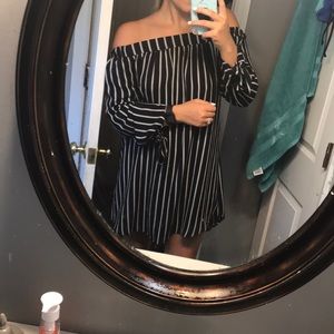 Black and white off the shoulder dress